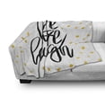 thumbnail image 3 of Live Laugh Love Soft Flannel Fleece Throw Blanket, Hand Lettering on Dotted Backdrop Inspirational Phrase, Cozy Plush for Indoor and Outdoor Use, 50" x 70", Black White Yellow, by Ambesonne, 3 of 6