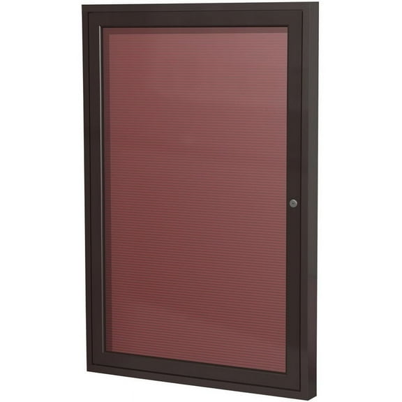Ghent 36"x30" 1-Door Bronze Aluminum Frame Fabric Letterboard - Red