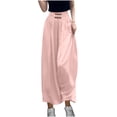 thumbnail image 1 of Timegard Womens Wide Leg Pants Elastic High Waist Ruched Fall Lightweight Travel Trousers with Pockets, 1 of 5