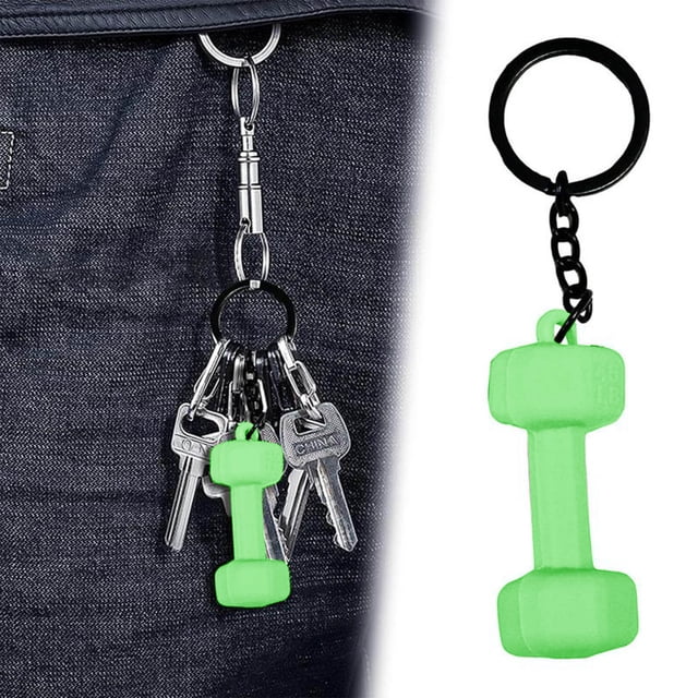 Mini llavero con mancuernas, llavero de fitness, llavero para entusiastas del gimnasio, llavero de levantamiento de pesas, bolsa de regalo de fitness, mochila, decoraciones con mancuernas