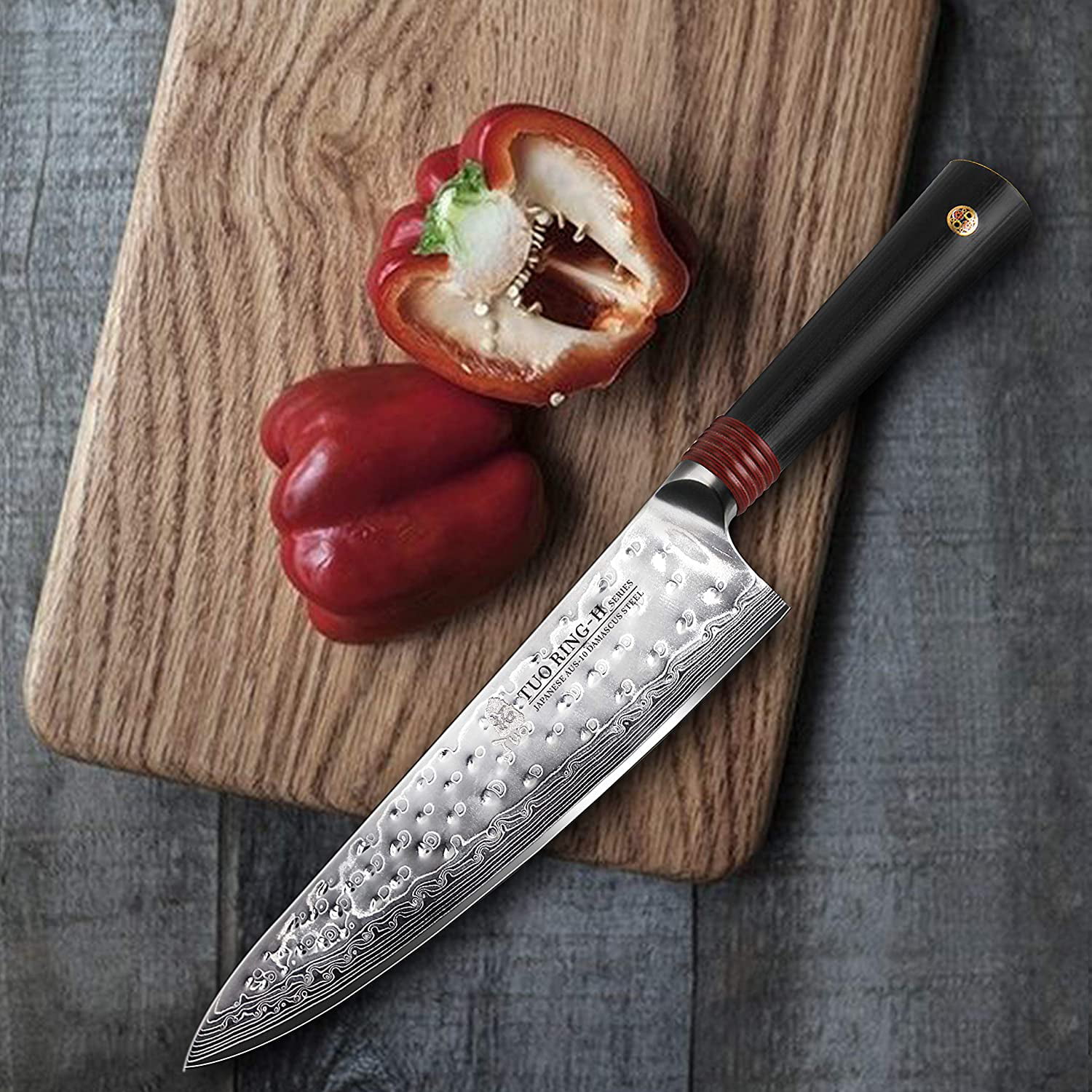 TUO Cutlery Chef knife - Japanese Damascus AUS-10 HC Stainless Steel  Kitchen Chefs Knife - Non-slip Ergonomic G10 Handle - 9.5'' - AliExpress