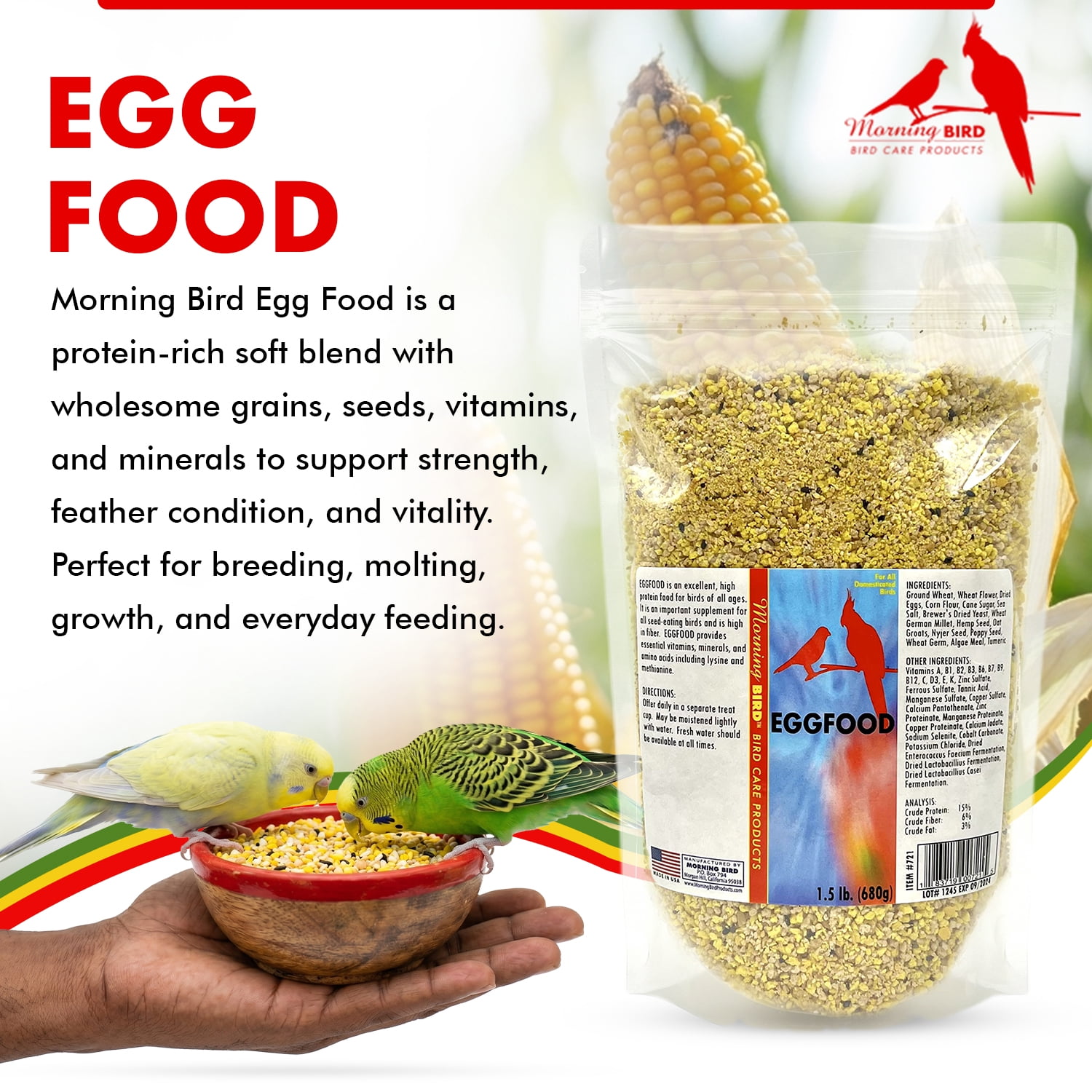 Morning Bird Miracle Meal Bird Food, Soft Food with Vitamins and Minerals, 1.5 lb