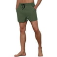 thumbnail image 4 of Unique Bargains Men's Vacation Solid Color Drawstring Elastic Waist Swim Short Green 36, 4 of 5