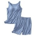 thumbnail image 2 of Short Sets for Women Sleeveless Scoop Neck Padded Tank Top and Shorts 2 Piece Matching Set Womens Lounge Set, 2 of 8