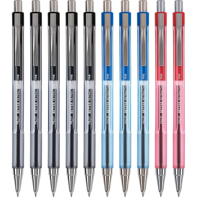 Bolígrafo PILOT Better Ball Point retráctil punta fina, paquete de 10