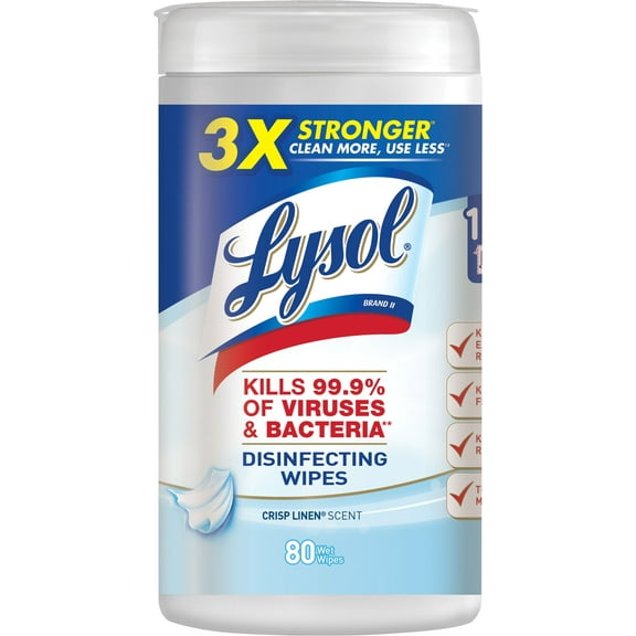3 Pack - Lysol Disinfecting Wipes, Crisp Linen, 80 ct