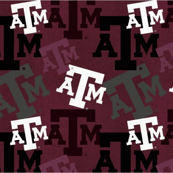 Official Licensed NCAA Texas A&M University Letters Fabric by the Yard