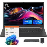 LG Gram 15.6" FHD Touchscreen Laptop, Intel Ultra 7 255U, 16GB DDR5, 1.5TB Storage (512GB SSD+1TB Docking Station), Intel Graphics, Copilot+ PC, Number Pad, HD Webcam, Wi-Fi 6, Win11 Pro, Black