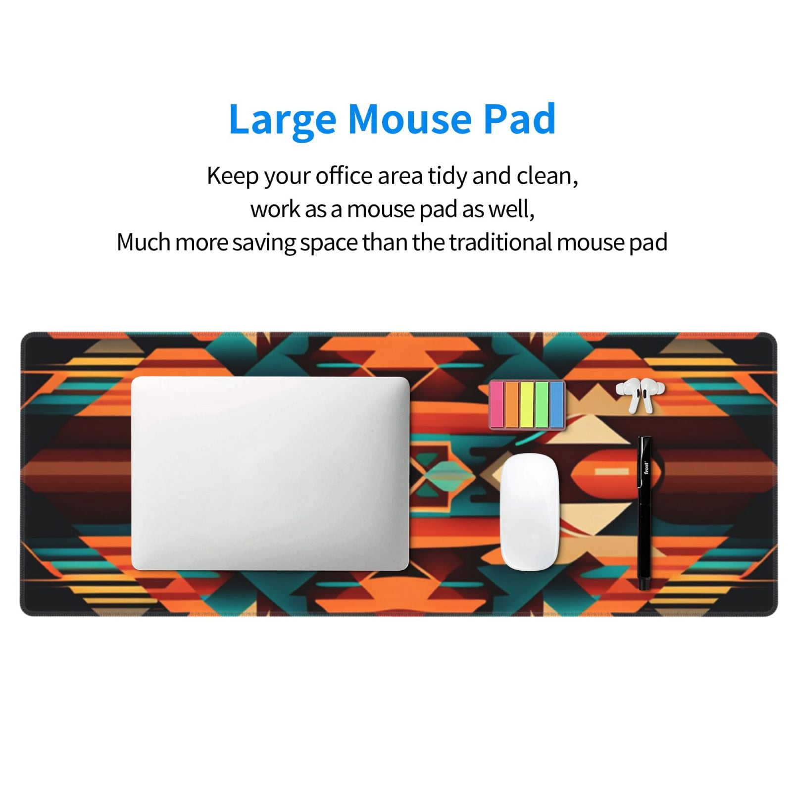 Ethnic Geometric Navajo Native American Tribal Abstract Mouse Pad Extended Large Gaming Mousepad Non-Slip Rubber Big Keyboard Desk Mat 31.5 X 11.8 Inch