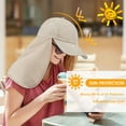 thumbnail image 2 of Tirrinia 2 In 1 Outdoors UPF 50+ UV Protection Sun Hat for Womens, One Size Female Sports Baseball Cap Gardening Fishing Hat with Neck Flap, Khaki, 2 of 7