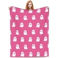 thumbnail image 2 of Halloween Pink Ghost Boo Blanket Halloween Throw Blanket Flannel Lightweight Soft Plush Fuzzy Blankets for Bed Sofa Couch Livingroom Chair Car Travel Pet 80"x60", 2 of 6