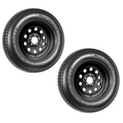 2-Pk Trailer Tire On Black Wheel Modular Rim ST205/75D15 LRC 5 Lug On 4.5 15 x 5