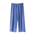 thumbnail image 5 of NMMUED Women's Casual Embroidered Cotton Linen Set for Seniors Short Sleeve Top with Delicate Flower Design Wide Leg Pants Lightweight Breathable Comfortable Two Piece Lounge Suit Lounge Wear Blue XL, 5 of 5