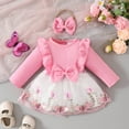 thumbnail image 6 of KONDYS Girl Dress Infant Long Sleeve Ruffles Headbands Set Princess Dress for Wedding Birthday Party Size 9-12M, 6 of 7