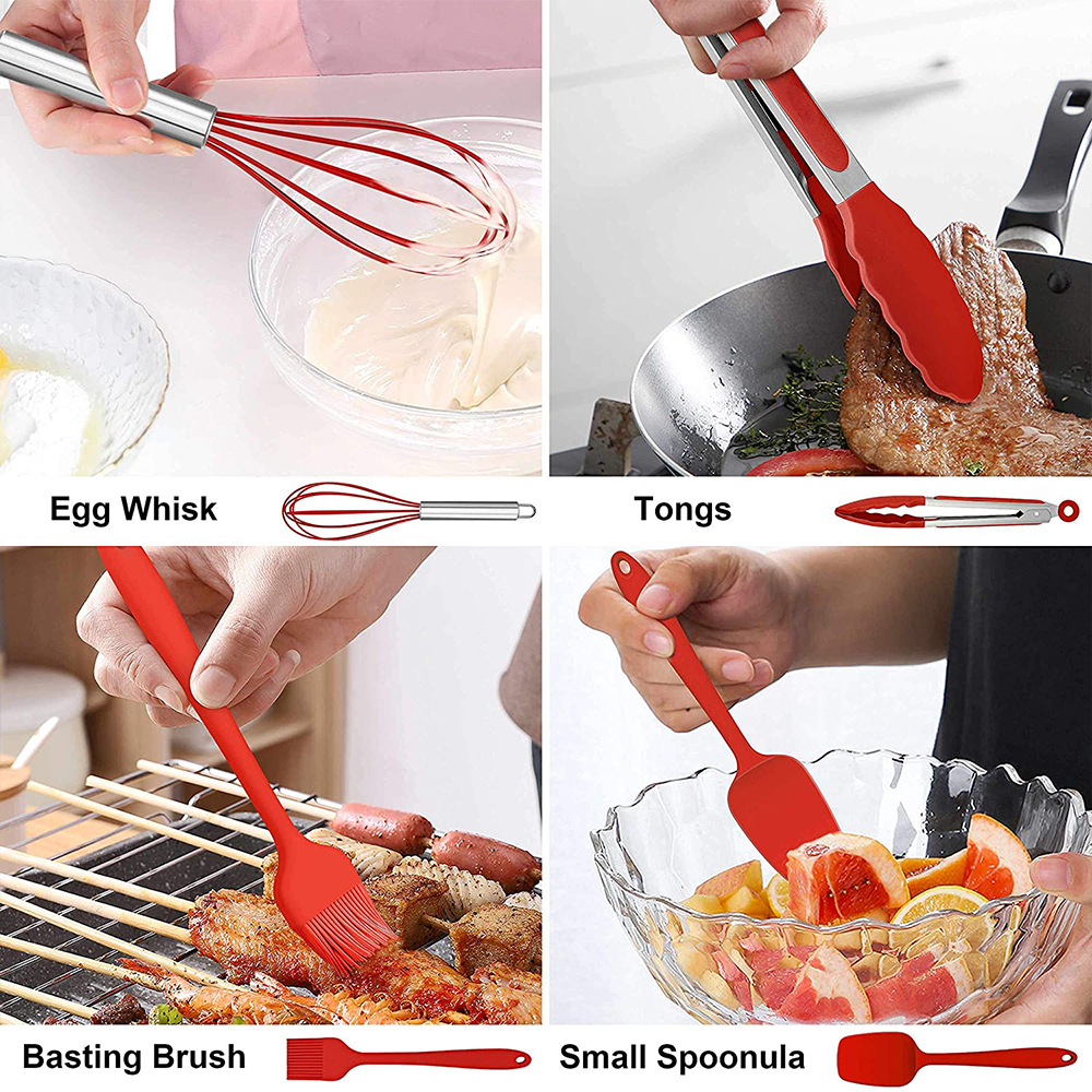 Walchoice 14-Piece Silicone Cooking Utensil Set In Red photo 2