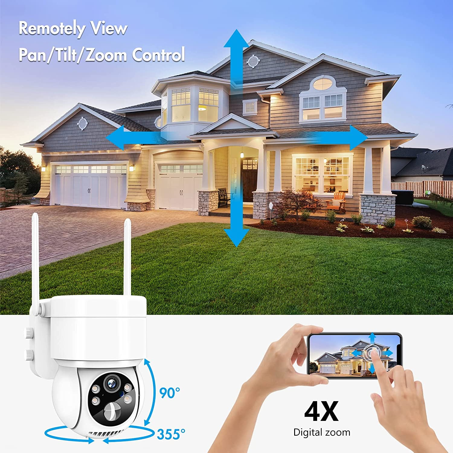 LUCKWOLF Outdoor Security Camera Wireless WiFi, 2K Color Night Vision, Solar Powered Outdoor Camera