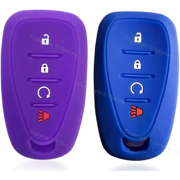 Silicone Case Fob Protector Entry Cover Holder for Chevrolet Volt Bolt Smart Key (blue and purple)
