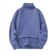 thumbnail image 3 of Women's Plus Size High Neck Pullover Sweatshirt, Fleece Lined Winter Warm Top, Thickened Casual Long Sleeve Crewneck, Solid Color Fall Winter Wear Blue XXL, 3 of 3