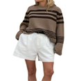 thumbnail image 1 of Women‘s Fall Loose Knit Tops Stripe Print Long Sleeve Sweaters, 1 of 9