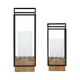 thumbnail image 6 of Kate and Laurel Brandt Farmhouse Two-Piece Candle Holder Set, 7 x 7 x 19, Hazelnut and Black, Transitional Wood and Metal Lantern Candle Holders for Fireplace Mantel Display, 6 of 9
