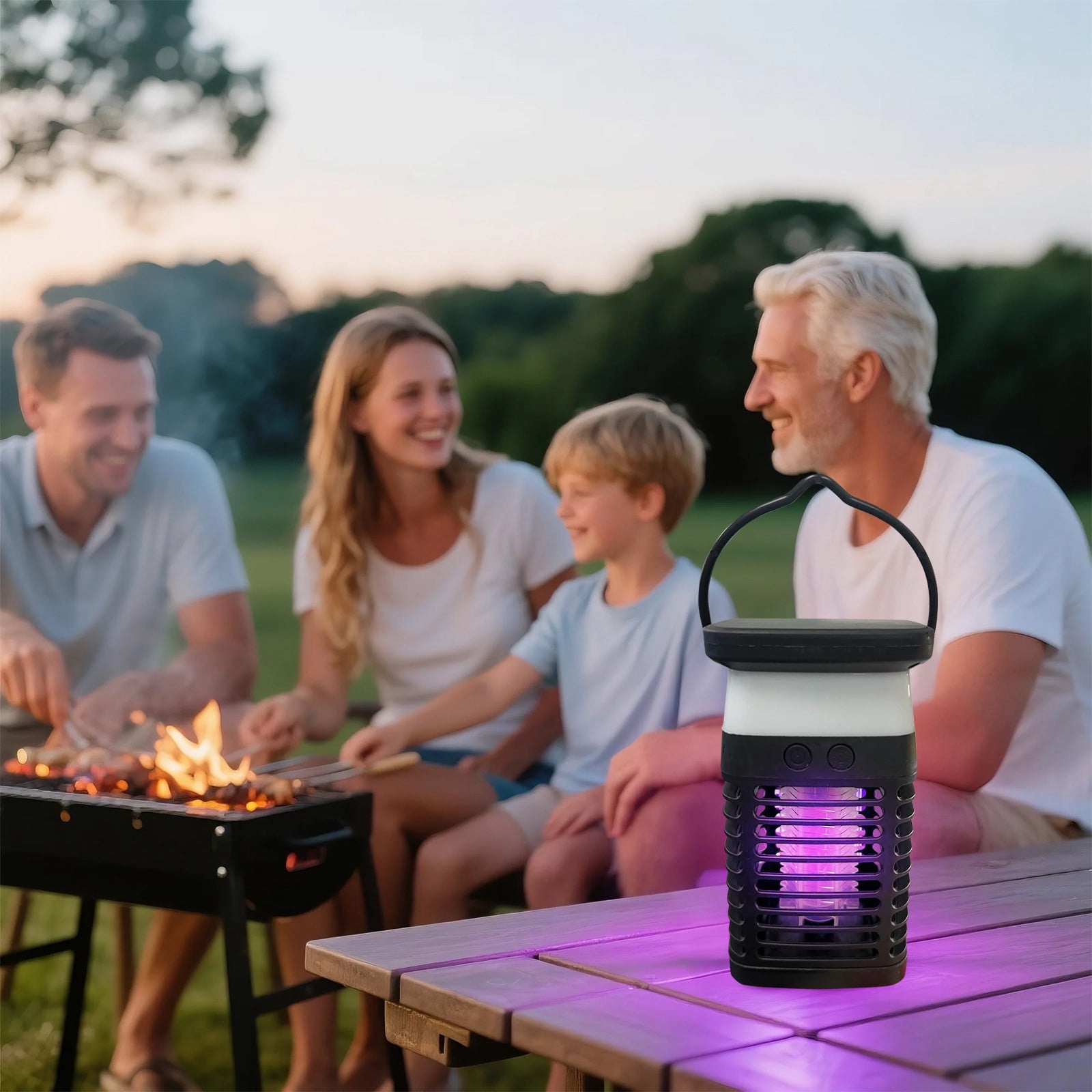 JIhuahe Mosquito Zapper Outdoor Portable - Rechargeable Electric Fly Zapper with 7 Color Light & Battery, Cordless Insect Killer for Camping, Patio, Backyard,black