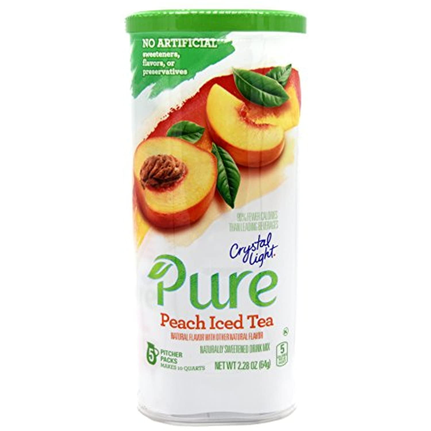Crystal Light Pure Peach Iced Tea Drink Mix, 10-Quart Canister (2 Canister Pack)
