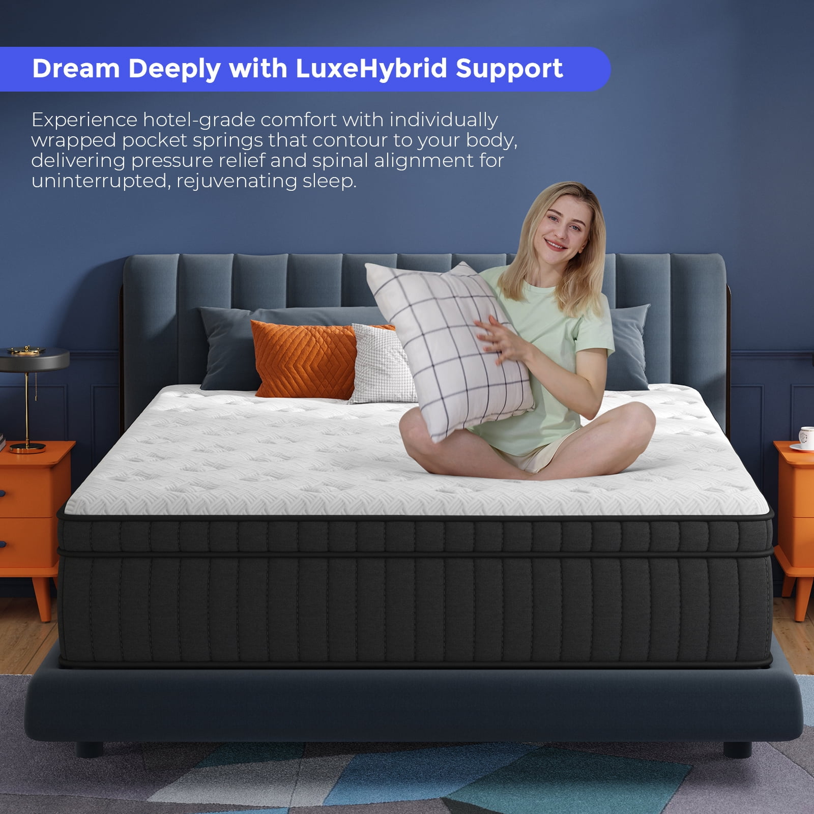 Hybrid Mattress in a Box with Pocket Spring And Soft Foam, Motion Isolation, Contain Queen King Full Size Mattress