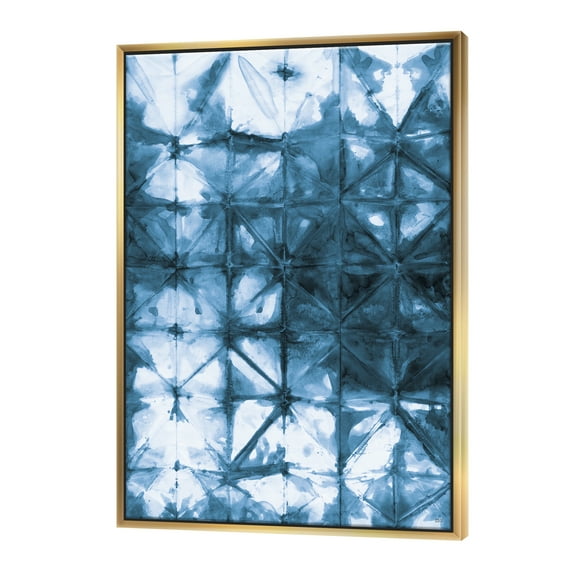 Designart ' Indigo watercolor geometrical III ' Contemporary Framed Canvas