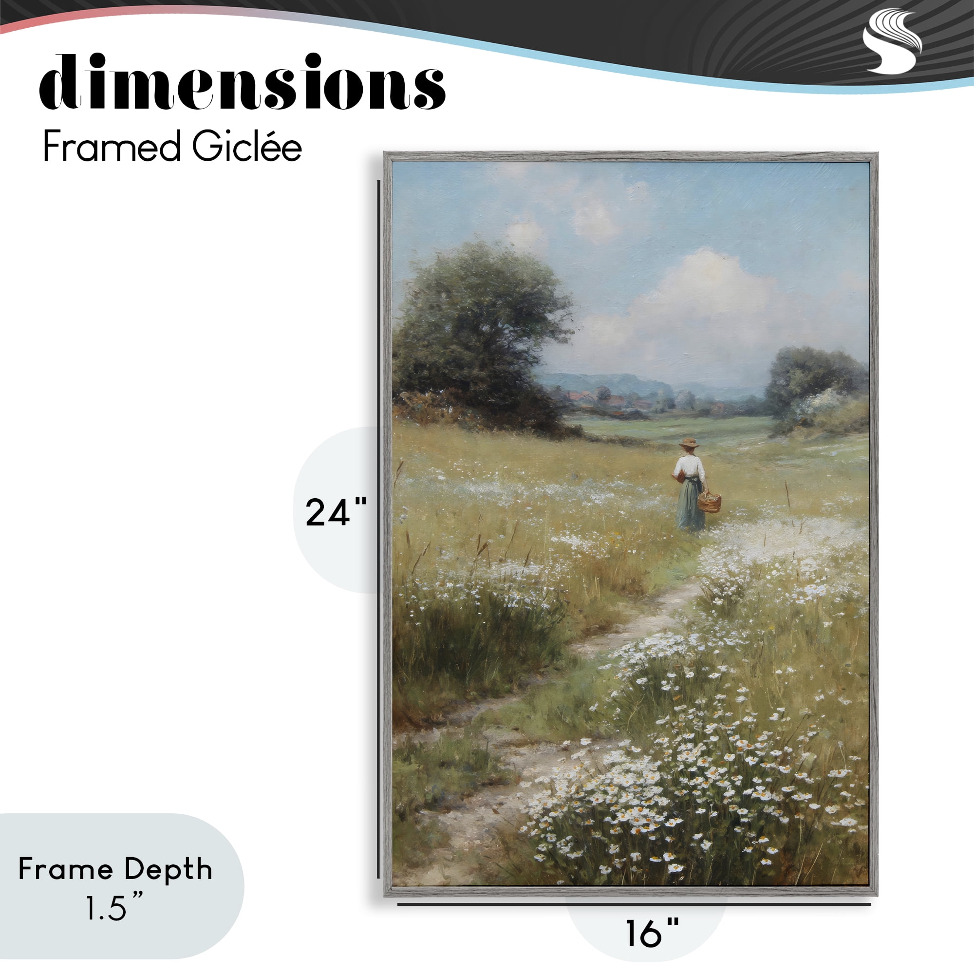 Stupell Industries Flower Gazing in Summer Meadow Gray Framed Giclee Art, design by Petal Prints Design