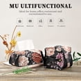 thumbnail image 7 of Floral Pattern on Black Tissue Box Cover Leather Square Rectangle Tissue Box Holder for Bathroom Living Room Desk Office Decor, 7 of 7