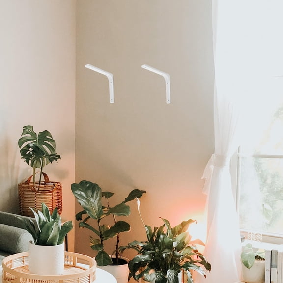 Masteelf White Heavy Duty L-Brackets for Wood Furniture and Shelves with Right Angle Design 4 Pieces