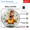 thumbnail image 3 of Round Glass Wall Clock, Fun Rooster Wreath Glass Wall Clock, Cute Rooster Wreath Glass Wall Clock for Homes, Bars, Offices, Man Caves, Garages, And Living Rooms. Also Makes, 3 of 8