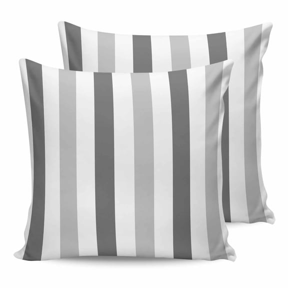 Grey Ombre Stripe 16x16 Pillow Covers Set of 2, Modern Farmhouse Vertical Striped Throw Pillow Covers Decorative Couch Cushion Case, Microfiber Square Pillowcases for Bedroom Car Living Room