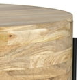 thumbnail image 6 of Simpli Home Rayburn SOLID MANGO WOOD 38 inch Wide Round Modern Industrial Drum Coffee Table in Natural, 6 of 7