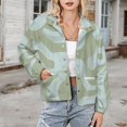thumbnail image 3 of Jackets for Women Winter Coat Jackets Flannel Stand Collar Jacket(Abstract Green Blue Swirls Pattern,Size:S-4XL), 3 of 7