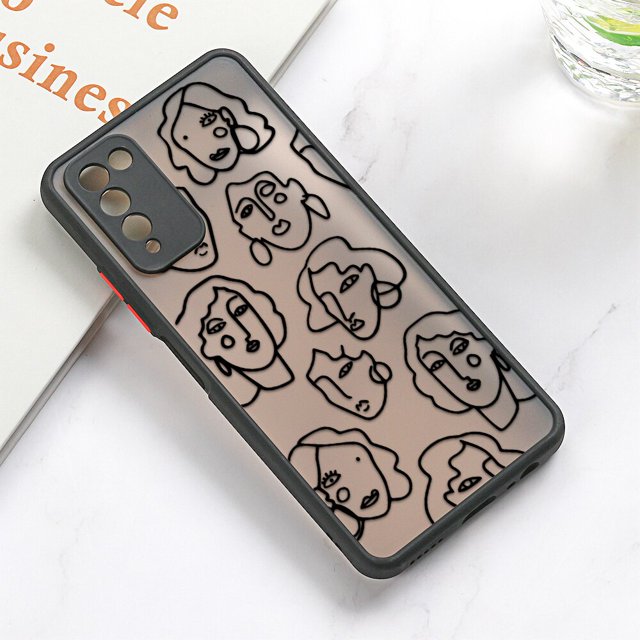 Funda de línea facial abstracta para Huawei P30 Pro, Fundas mate para Huawei P40 Lite P20 Pro Y6 2019 P50 Honor 70 50 20 8x x8 Nova 5T Fivean unisex