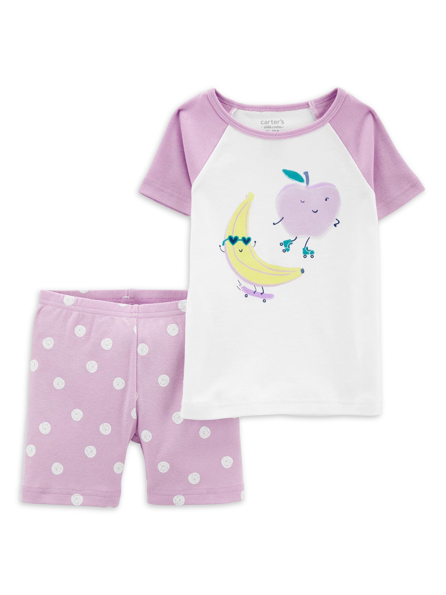 Carter's Child of Mine Toddler Girl Cotton Top and Shorts Pajama Set, 2-Piece, Sizes 12M-5T