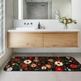 thumbnail image 4 of Flower Bathroom Runner Rug Non Slip, Large Long Bathroom Rug Cute Floral Bath Mat for Bedroom Hallway Kitchen, Soft Plush Washable Black Shower Rug, 4 of 6