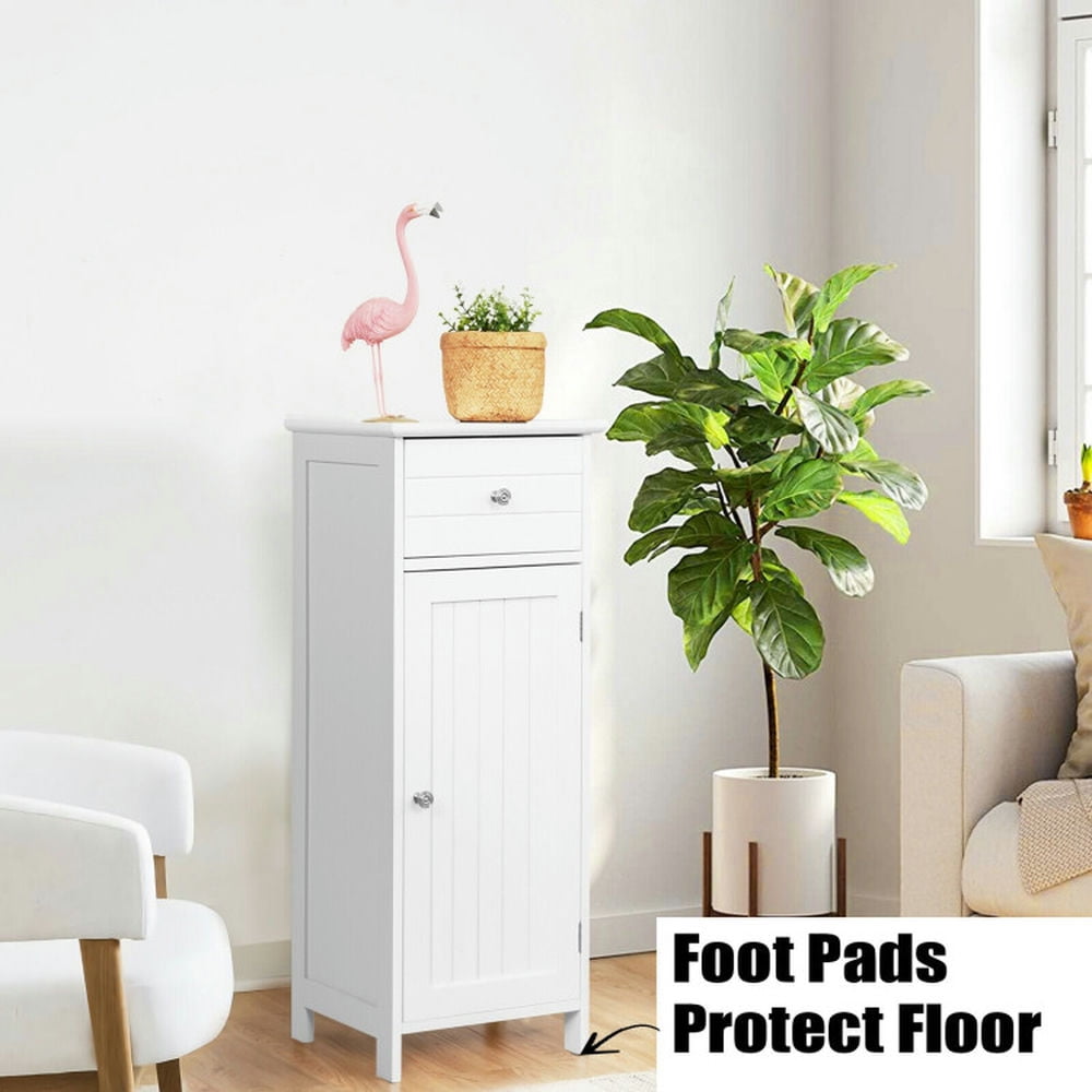 Finihen Bathroom Storage Cabinet, Bathroom Floor Cabinet, Wooden Bathroom Floor Storage Cabinet with Drawer and Shelf, for Bathroom, Living Room, Bedroom, Kitchen, White Finihen Bathroom Storage Cabinet, Bathroom Floor Cabinet, Wooden Bathroom Floor Storage Cabinet with Drawer and Shelf, for Bathroom, Living Room, Bedroom, Kitchen, White
