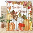 thumbnail image 3 of Watercolor Pumpkin Autumn Shower Curtain Set with Hooks Floral Fall Thanksgiving Harvest Bathroom Bathtubs Decor Easy Care Washable Durable Polyester Fabric 72"x72"(White), 3 of 6