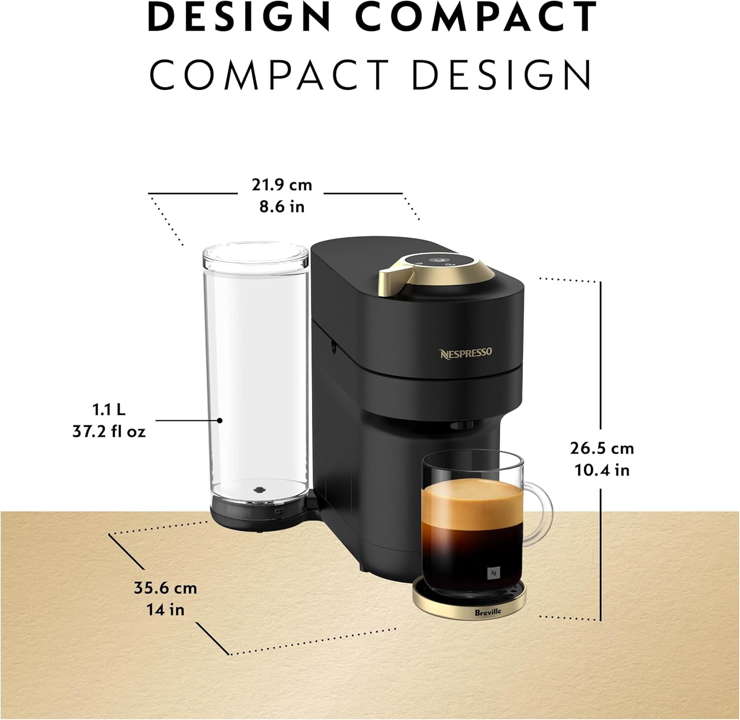 Festive Vertuo Pop+ Coffee and Espresso Maker, Matte Black Gold