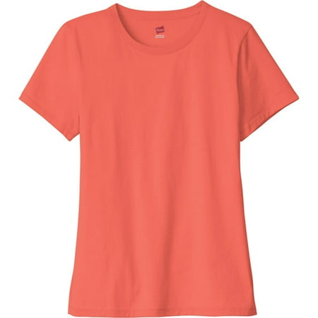 HANES 9613 WMNS HANES ESSENTIAL CREW TEE 9613 HOT CORAL S