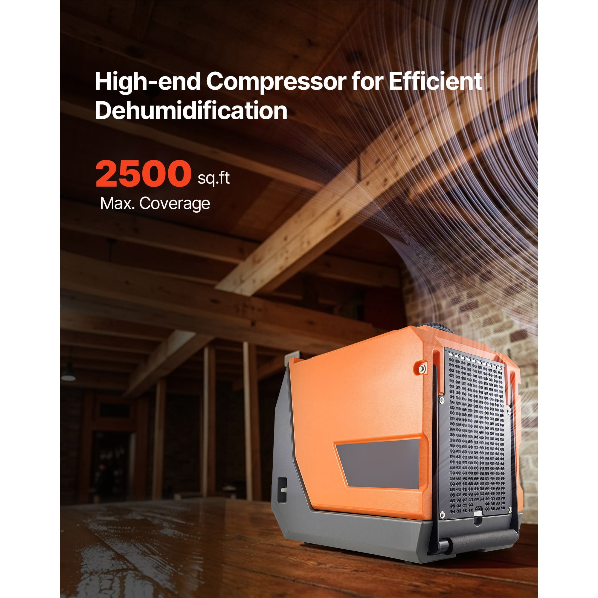 KFFKFF 180 Pints Industrial Dehumidifier with Pump and Drain Hoses, Portable Dehumidifier for Basements, Storage Areas, and Crawl Spaces, Auto Defrost, Durable LLDPE Construction, Foldable Handle