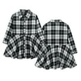 thumbnail image 2 of Little Girls Dresses Kids Belt Suit Striped Plaid Belt Shirt Casual Long Sleeve Dress Fall Clothes Size 7-8T, 2 of 9