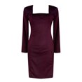 thumbnail image 5 of gakvov Fall Dresses For Women 2022 Savings Fashion Sexy Casual Women Long Sleeve Solid Slim Square Collar Ladies Mini Dress, 5 of 5
