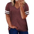 thumbnail image 2 of Blusa tipo túnica Happy Sailed para mujer, talla grande, cuello en V, roja 4X, 2 of 5