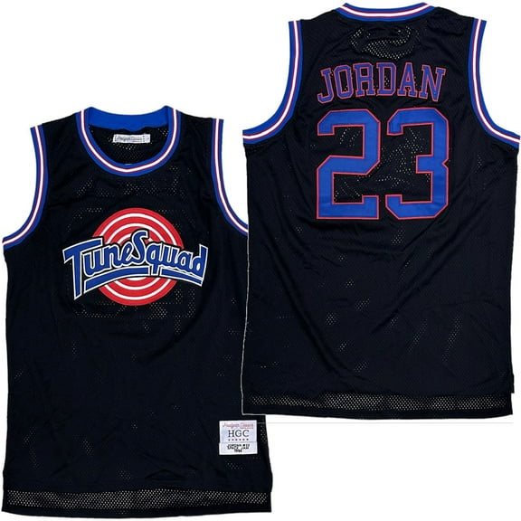 Michael Jordan 23 Tune Squad Space Jam Men's Headgear Classics Embroidered Basketball Jersey (Large, Black)