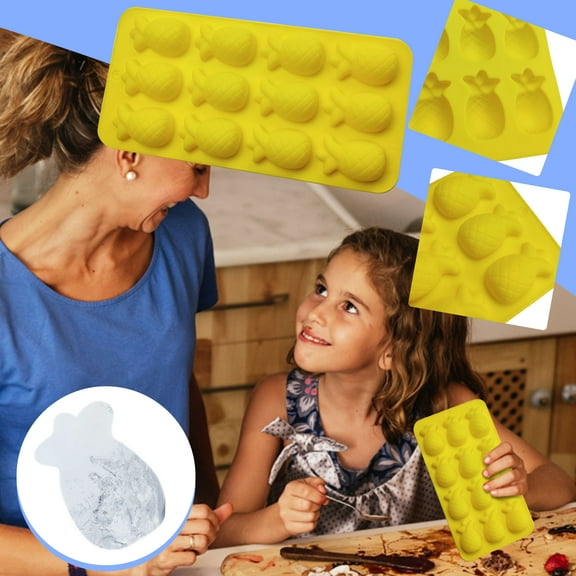 SDJMa Ice Cube Trays, Easy-Release Silicone & Flexible 12-Ice Cube Trays, BPA Free, for Cocktail, Freezer, Pineapple Shape Ice Trays