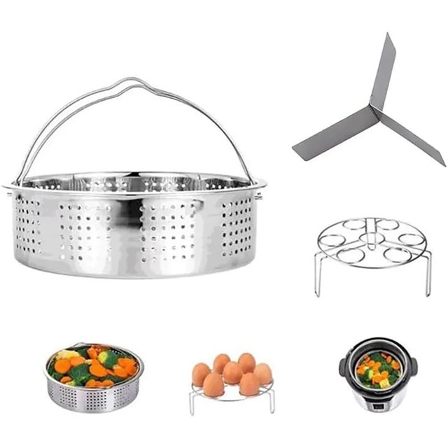 Tuplbcv 3/1 Round Steam Pot Stainless Steel Steam Basket Rack Steam Pot Holder With The Steam Pot Holder Inserted Into The Steam Grid Partition For Cooking Eggs Cooking Seafood Vegeta Clearance Sale