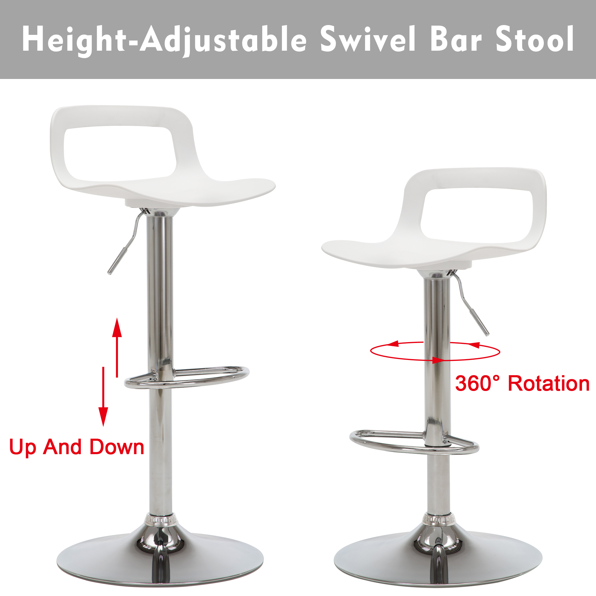 Swivel Bar Stool Adjustable-Height Barstools Modern White Bar Chair，Set ...